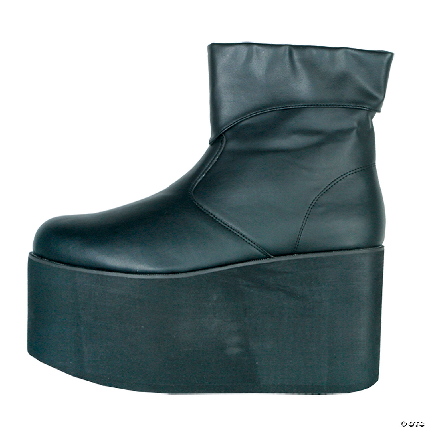 Mens Black Monster Platform Ankle Boots with Zipper, Faux