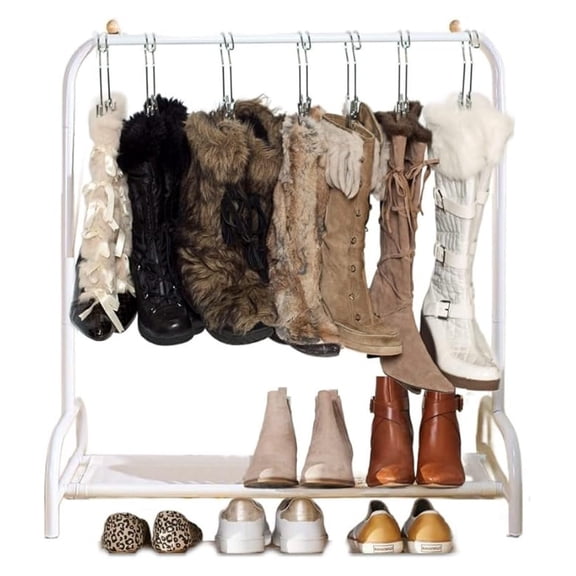 Boot Organizer: The Boot Rack - Fits in Most Closets- Hangs, Holds, Shapes, & Protects every size and style of Boots (The Boot Rack with 6 Original Silver Hangers)