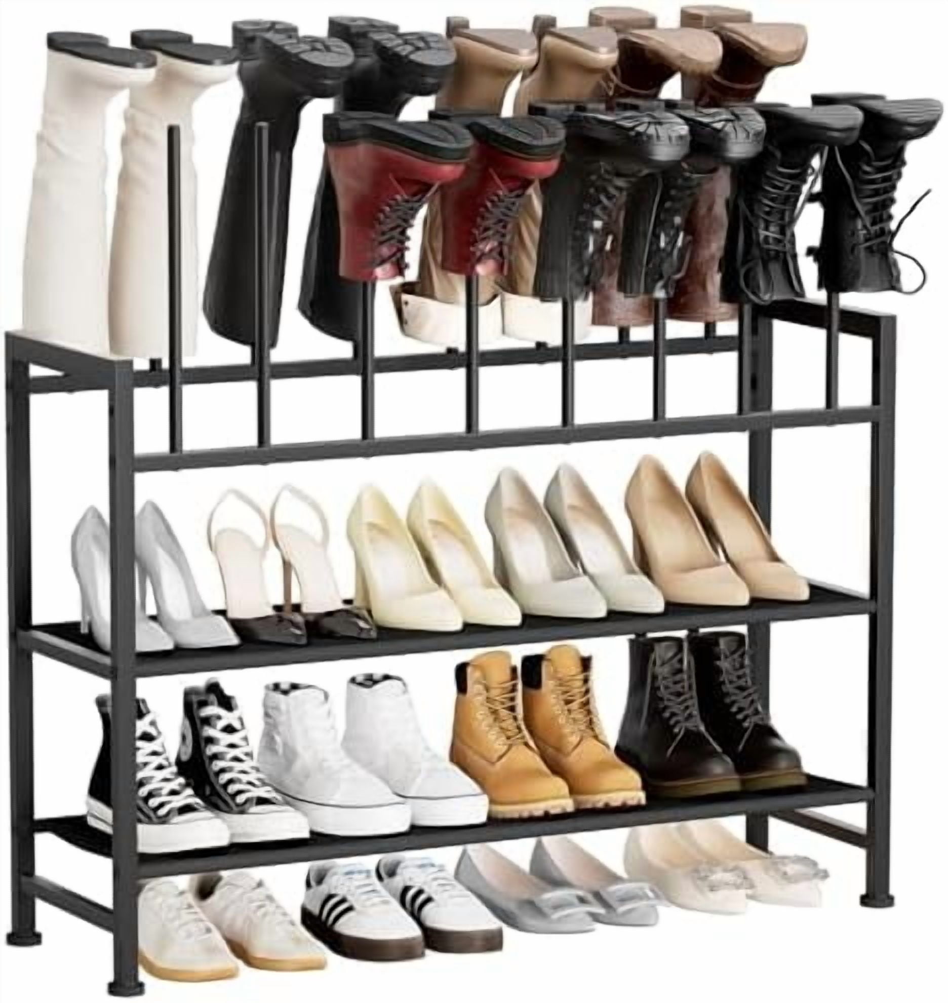 Boot Rack 4-Tier - Black Metal Boot Storage Rack for Tall Boots ...