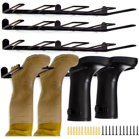 Boot Rack 8 Pairs Wall Mount Heavy Duty Boot Hanger Rust Resistant for Indoor Outdoor Use 4 Pack