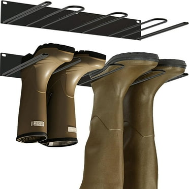 Boot Rack Wall Mount Metal Organizer | Sturdy Boot Storage Holder | Tall Boot, Cowboy, Work, Rain Boot Drying Rack | Entryway, Closet, Outdoor Use | Holds Multiple Sizes | Easy Install | 1 Pack