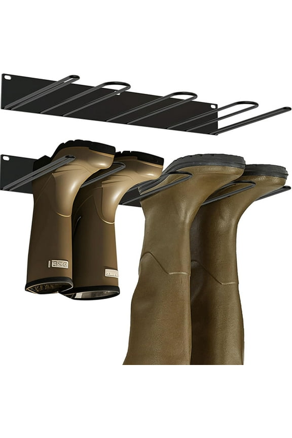 Boot Rack Wall Mount Metal Organizer | Sturdy Boot Storage Holder | Tall Boot, Cowboy, Work, Rain Boot Drying Rack | Entryway, Closet, Outdoor Use | Holds Multiple Sizes | Easy Install | 1 Pack