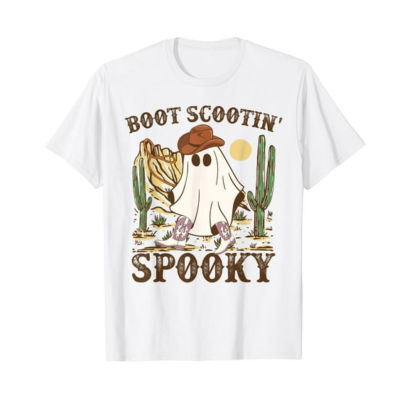 Boot Scootin' Spooky Ghost Western Cowboy Funny Halloween T-Shirt