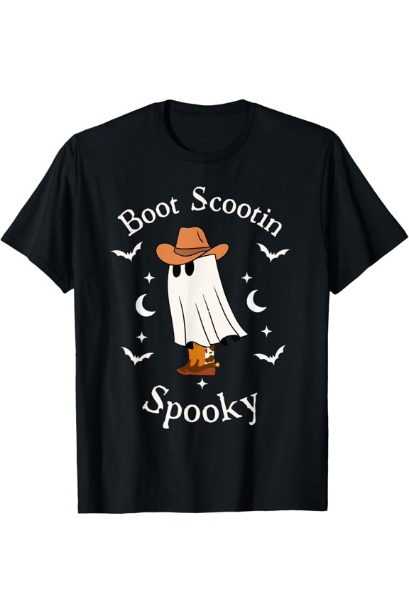 Boot Scootin Spooky Ghost Western Cowboy Funny Halloween Tee T-Shirt