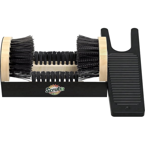 SCRUBIT All-Weather Boot Scraper and Jack Combo, 12"x6", Durable Plastic and Wood