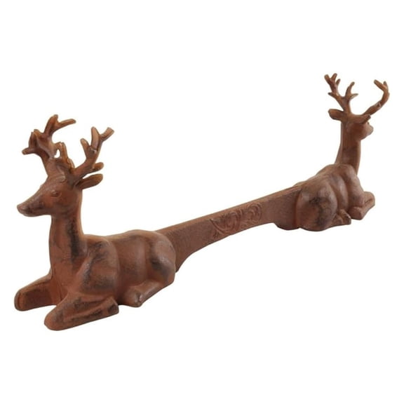 Boot Scraper Cast Iron - Antique Brown Outdoor Shoe Scraper with Deer Design - Heavy Duty Boot Cleaner for Patio, Entryway, Garden - 16.5 Inch