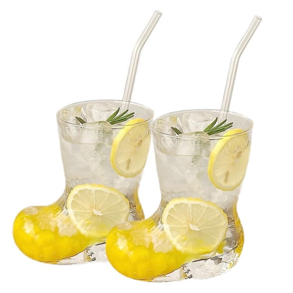 Boot Shaped Glass Mug 10 oz Novelty Cowboy Boot Cup, Clear Glass Beer Stein for Whiskey, Unique Coffee, Cocktails, Iced Gi