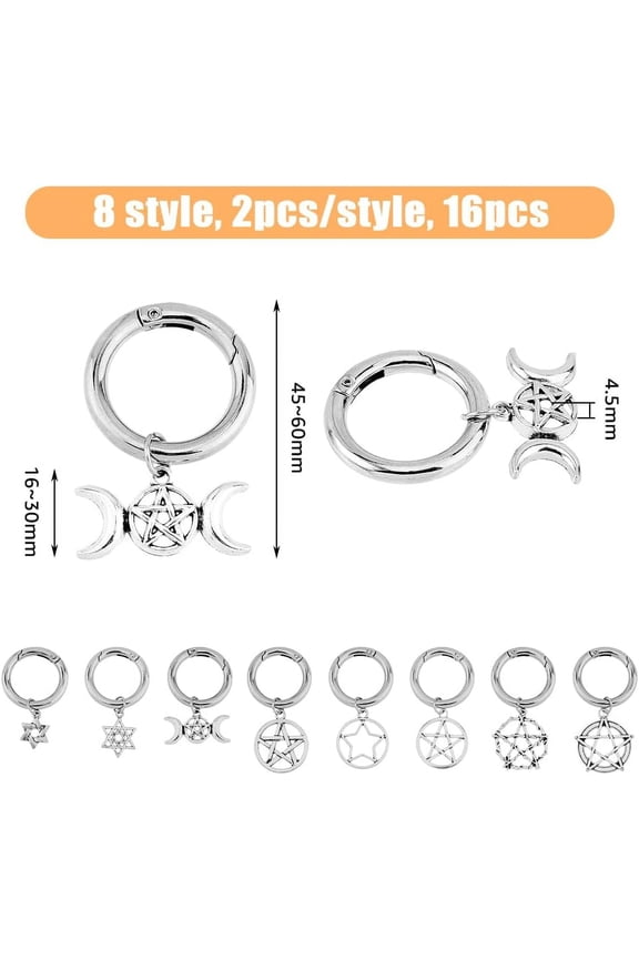 Boot Shoe Charms Tibetan Style Rings Hanging Ornaments - Snake Sun Bats Knives Skull Moth Star