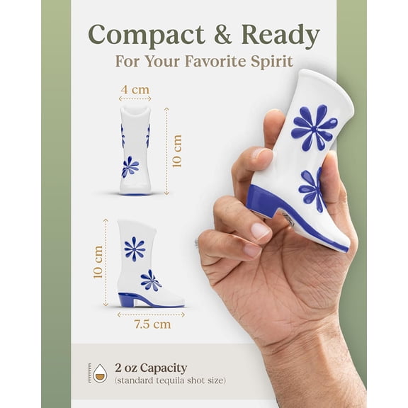 Boot Shot Glasses — Handmade Ceramic Cowgirl Bachelorette Shot Glasses Set — Perfect for Nashville Bachelorette Party Decorations (Blue | Set of 4)