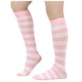 thumbnail image 1 of Boot Socks for Women Knee High Ladies' Christmas Knit Striped Knee High Calf Socks Soft Comfort Winter Warm Indoor Home Socks Winter Socks for Women Pink One Size1 Pairs, 1 of 4