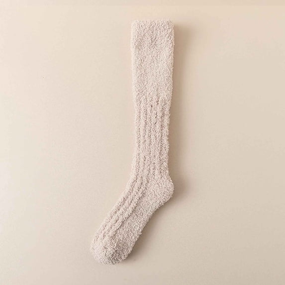 Boot Socks Womens Slipper Socks Winter Warm Fleece Lined Socks Cozy Soft Thick Fuzzy Christmas Socks Men's Ankle Socks Beige One Size