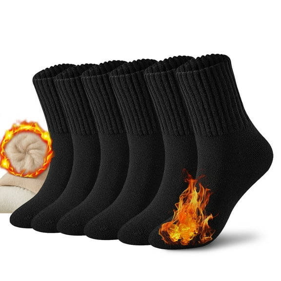 Boot Socks for Women Winter Solid Thick Crew Socks Warm Wool Thermal Socks, 3Pairs