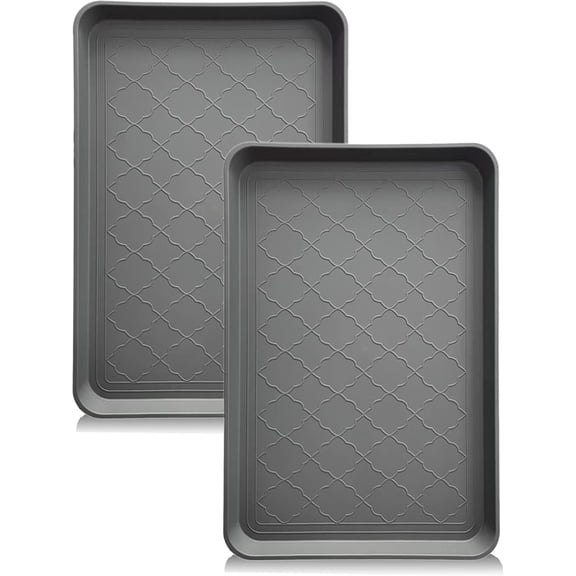 Boot Tray for Entryway Indoor, Pet Food Mat, 23 x 15.5 inch 2 Packs, Waterproof Rubber Shoe Tray for Indoor and Outdoor, Multi-Purpose Trays for Boots, Shoes, Pets, Garden
