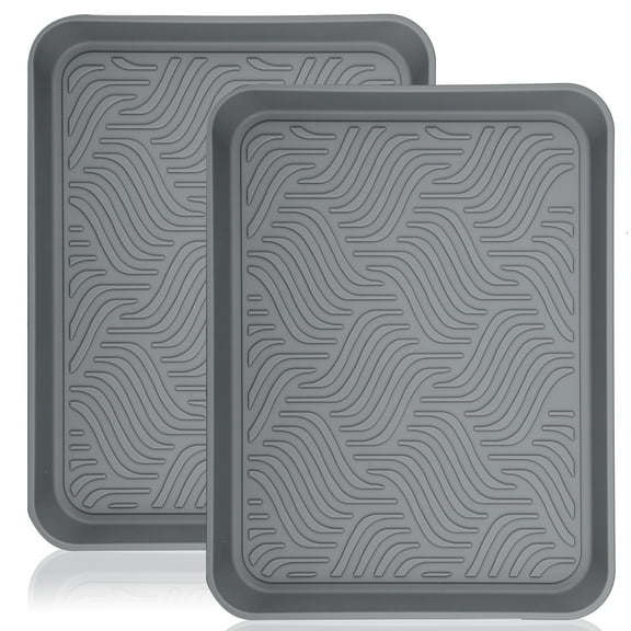 Boot Tray Gray,2 Pack 16.8x 12.8 Inchs Floor Protection-Dog Bowls,Garden Mudroom Entryway Garage Indoor and Outdoor Friendly
