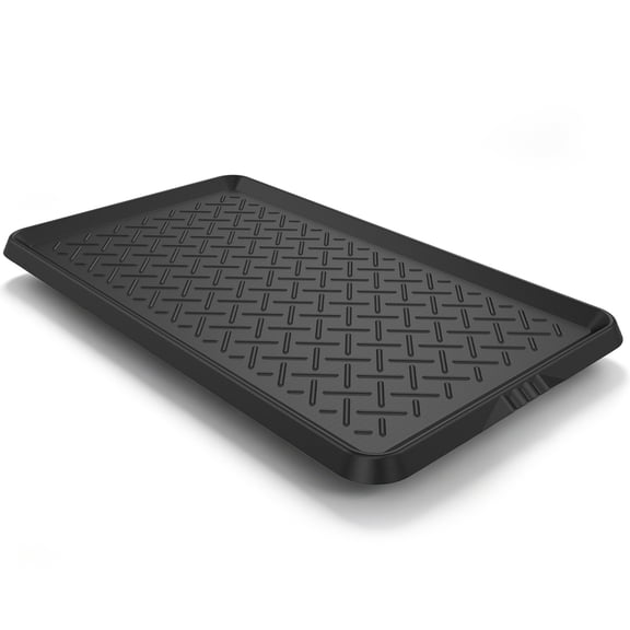 Boot Tray Mat Large 28.35x16.14x0.79 inch Shoe Mat Rubber Easy Clean Waterproof Shoe Drip Tray for Entryway Black Twill Pattern