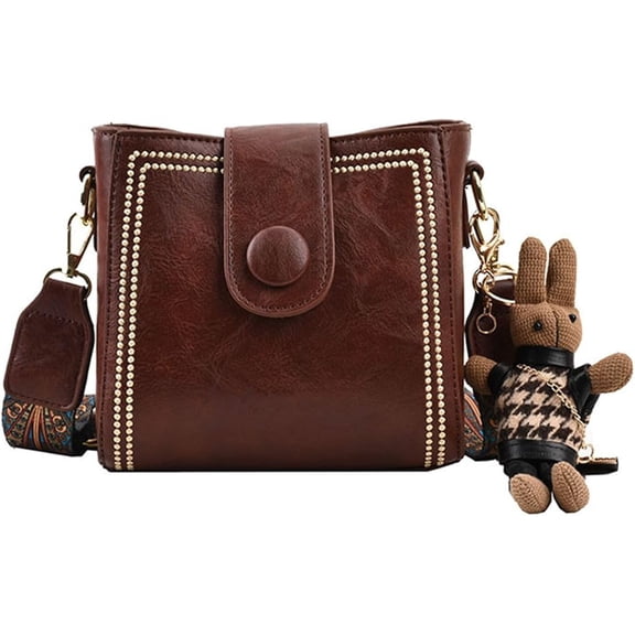 Bootara Bucket Bag, Bootara Women's Vintage Bunny Charm Bucket Bag – Convertible Shoulder Crossbody, Spacious Travel Tote
