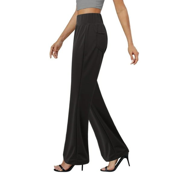 Bootcut Dress Pants for Women Solid High Waisted Straight Pant Regular Business Casual Work Trousers with Pockets Womens Pants Casual Work Elastic Women's Casual Pants Size Tall Womens Pants