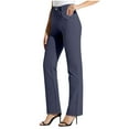 thumbnail image 1 of Bootcut Dress Pants for Women Office Work Wear High Waist Straight Leg Stretch Trousers Business Outfits (S, Navy), 1 of 7