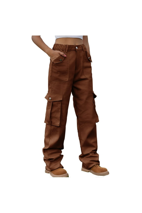 Bootcut Jeans for Women Mid Waist Cargo Bootleg Pant Loose Fit Straight Leg Denim Trouser Multi-pocket Wide Leg Jeans