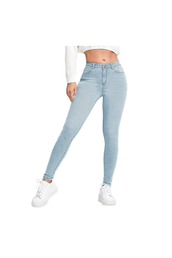 Bootcut Jeans for Women Womens Classic Jeans Casual Slim High Waist Blue Denim Pencil Pants Trousers