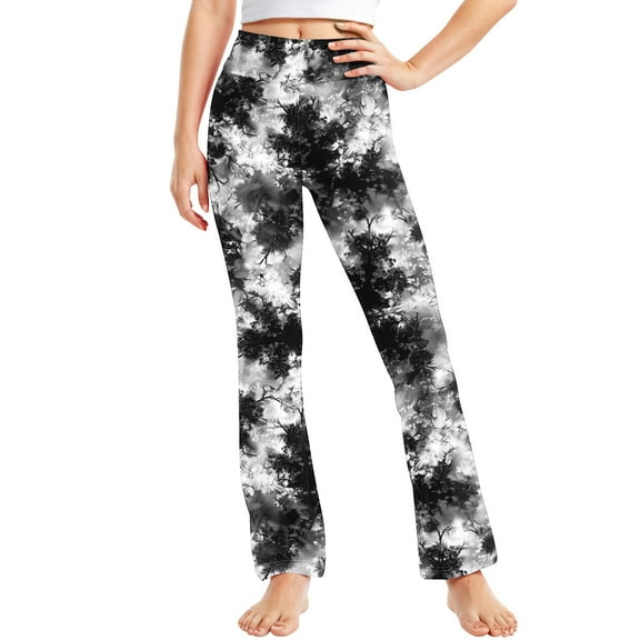 Bootcut Leggings for Girls High Waist Soft Stretch Women Yoga Pants Teen Dance Running 2-13 Years Black 3-4 Years