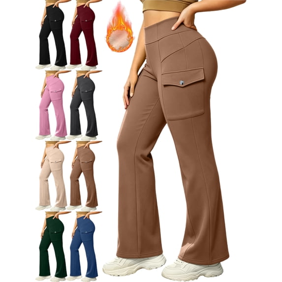Bootcut Pants for Women High Waisted Stretch Slim Fit Pockets Casual Everyday Pants