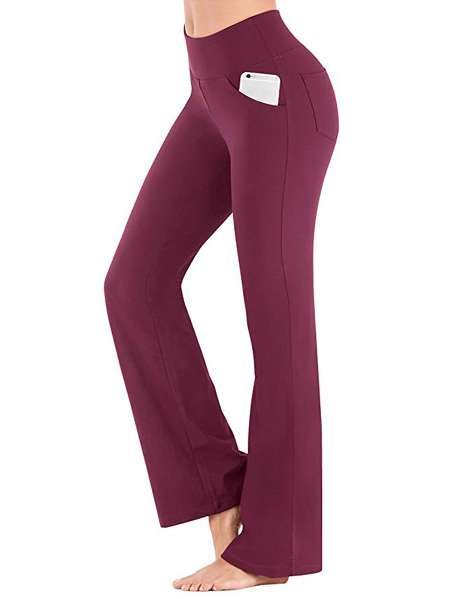 Bootcut Workout Leggings Pants with Pocket Women Ladies Casual Flare Dress Pants Plus Size High Waist Stretch Excises Trousers Activewear - image 1 of 6
