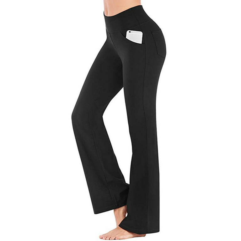 Bootcut Workout Leggings Pants with Pocket Women Ladies Casual Flare Dress  Pants Plus Size High Waist Stretch Excises Trousers Activewear