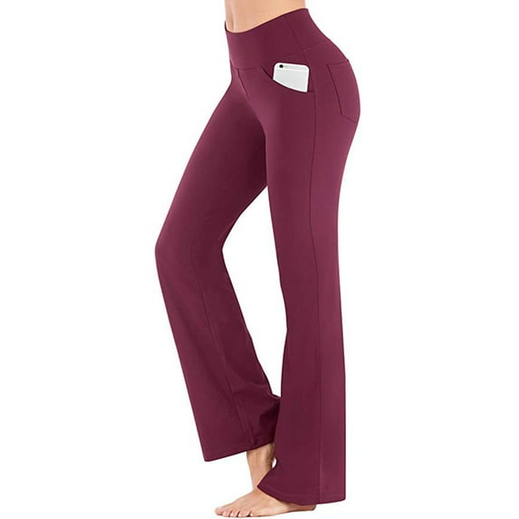 Bootcut Yoga Pants for Women with Pockets Wide Leg Women's Trousers High Waisted Workout Flared Pants for Women Bootleg Office Work Pants Pants Womens Lounge Wear Ladies Pants Womens Plus Loungewear