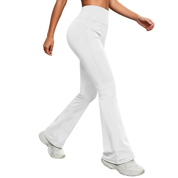 Bootcut Yoga Pants for Women High Waisted Flare Leg Trousers Running Workout Leggings with Pockets Solid Color Fashion Sports Pants