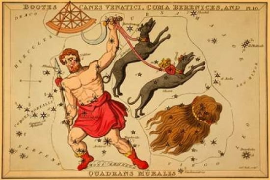 Bootes Canes Venatici Coma Berenices and Quadrans Muralis 1825 Canvas Art - Jehoshaphat Aspin (12 x 18)