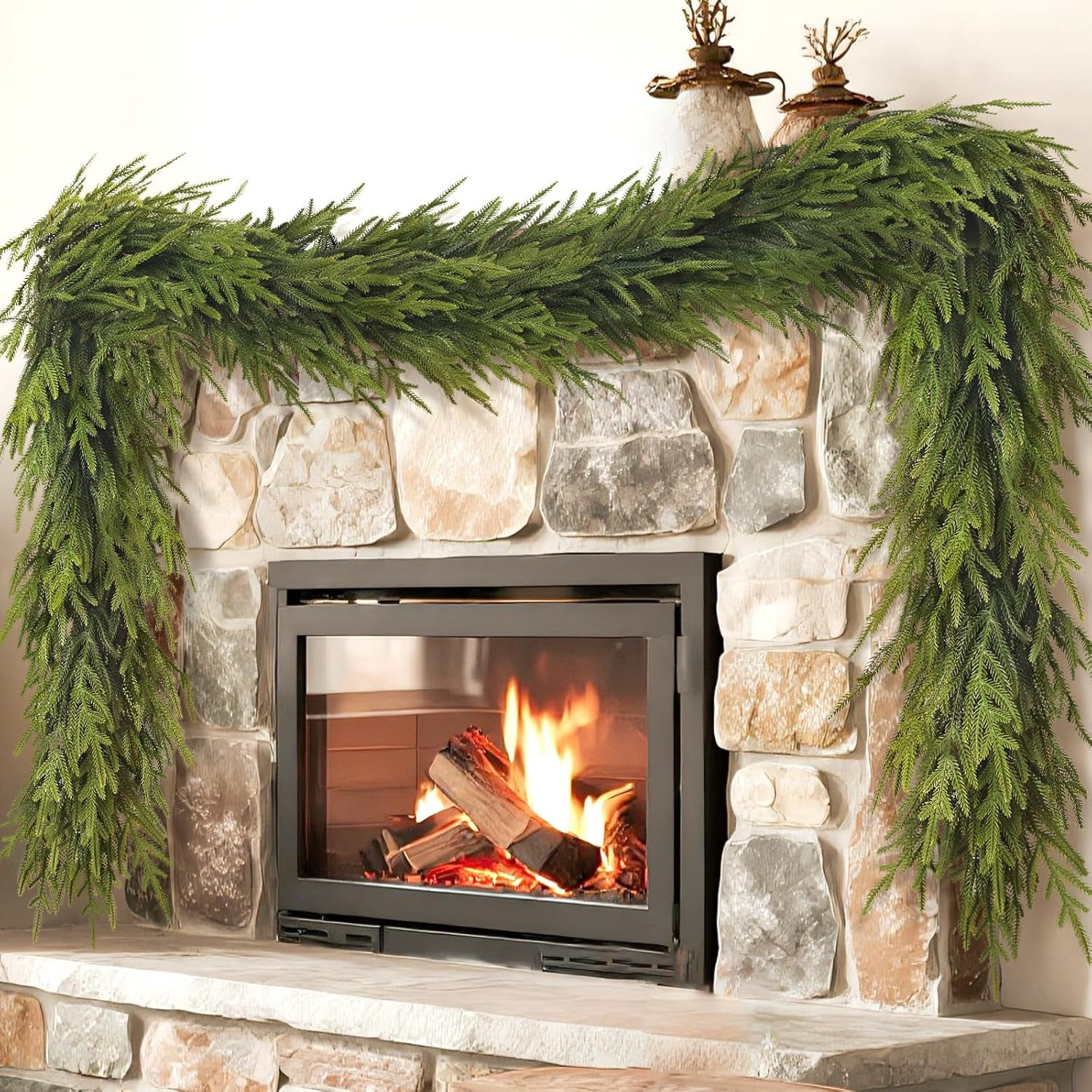 Bootesun 2PCS 5FT Christmas Artificial Norfolk Pine Garland for ...