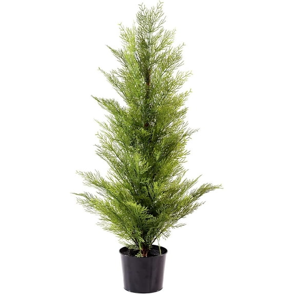Bootesun 3FT Tabletop Artificial Cypress Tree, 36" Faux Tree Potted Green for Front Porch Christmas Indoor Outdoor Decorations