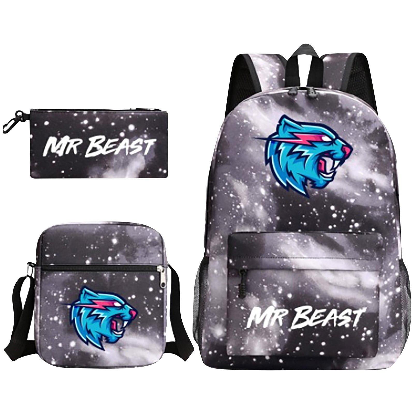 Bootesun 3PCS Mr Beast School Bag, 3D Cartoon Mr Beast Large Capacity ...