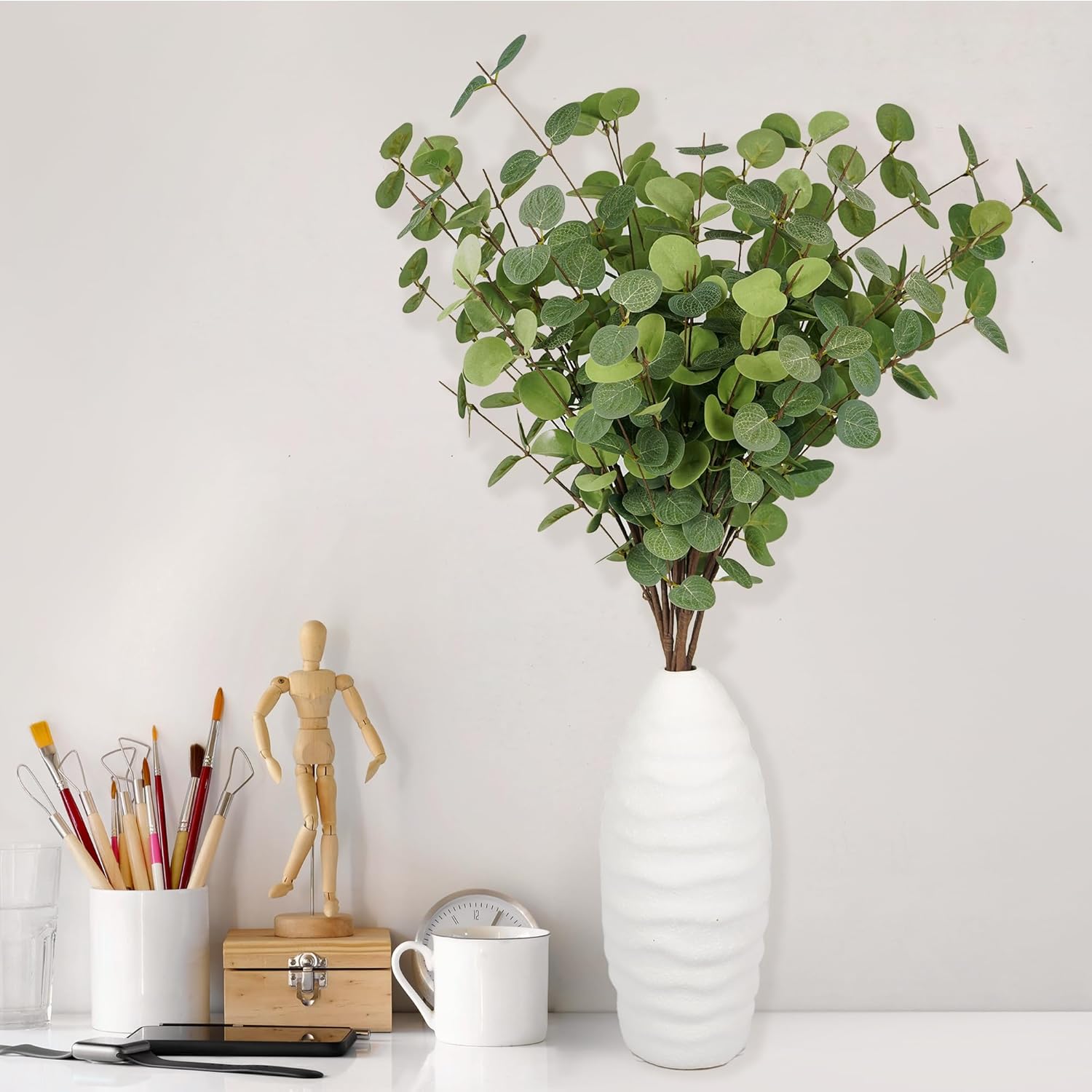Fall Stems Bootesun 6PCS Artificial Fall Stems Eucalyptus Fall Leaves, 27 Inch ...