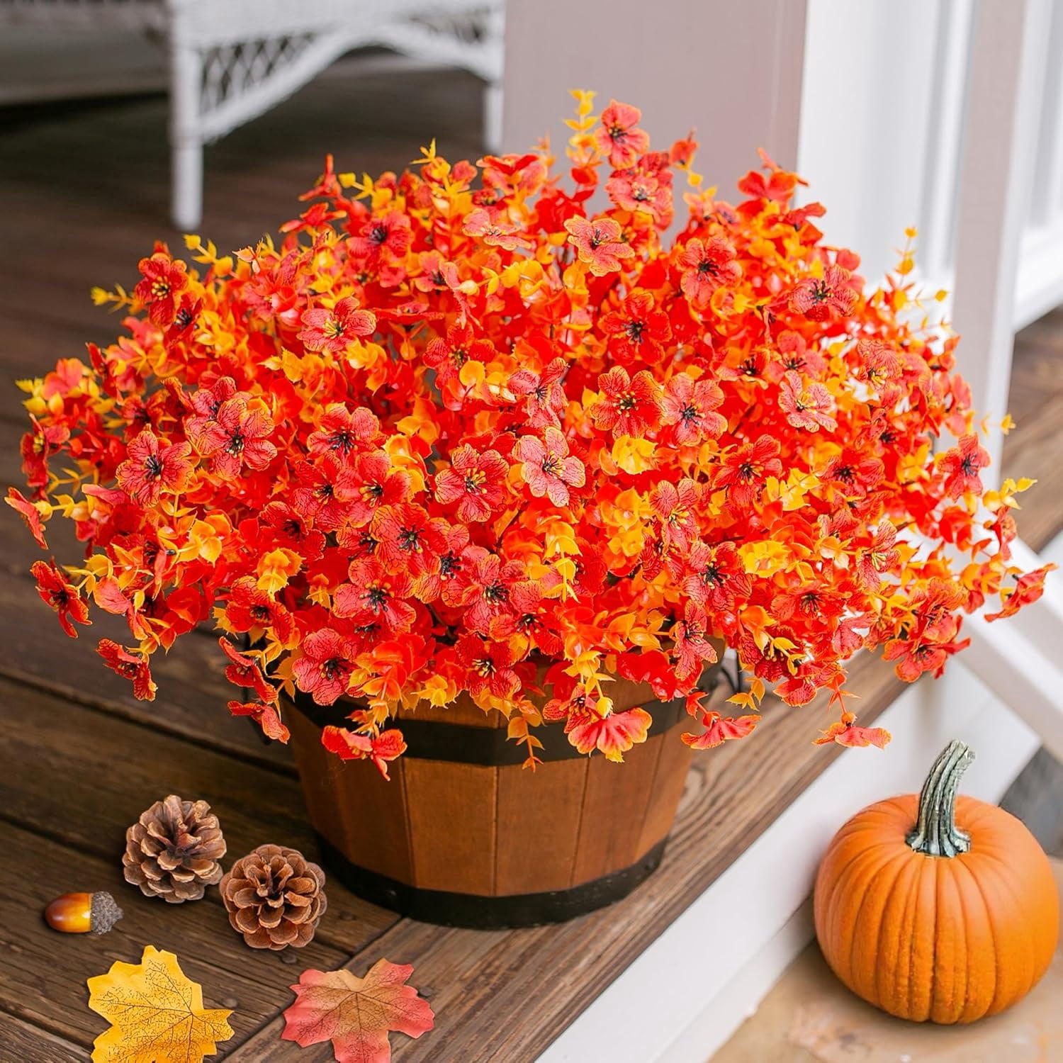 Bootesun Artificial Fall Flowers for Outdoors Decorations, 12 Bundles ...