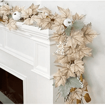 Bootesun Artificial Fall Garland - 6FT Autumn Maples Leaf Pumpkin Berry Garland - Thanksgiving Autumn Mantle Fireplace Farmhouse Decorations for Home Outdoor Indoor Porch Staircase