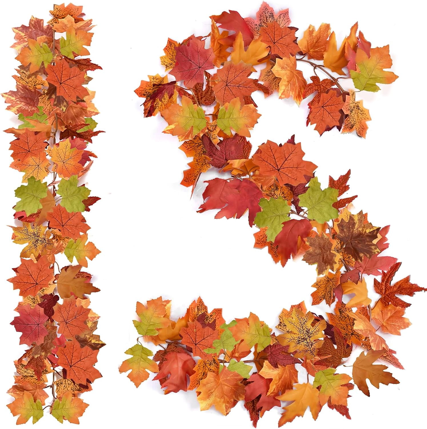 Bootesun Fall Garland Decors, 2 Pack Fall Garland with Lights, 6Ft ...