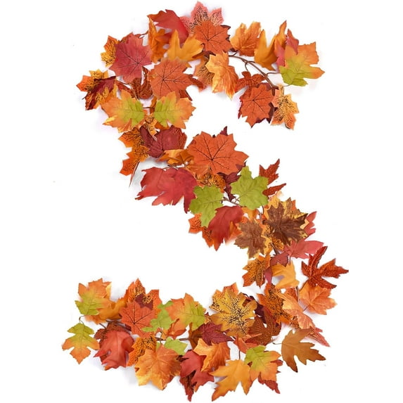 Bootesun Fall Leaves Garland for Mantel Decors, 6FT Fall Garland with Light, Lighted Autumn Garlands with Faux Pumpkins, Thanksgiving Table Centerpiece, Fall Decorations for Home Porch Fireplace