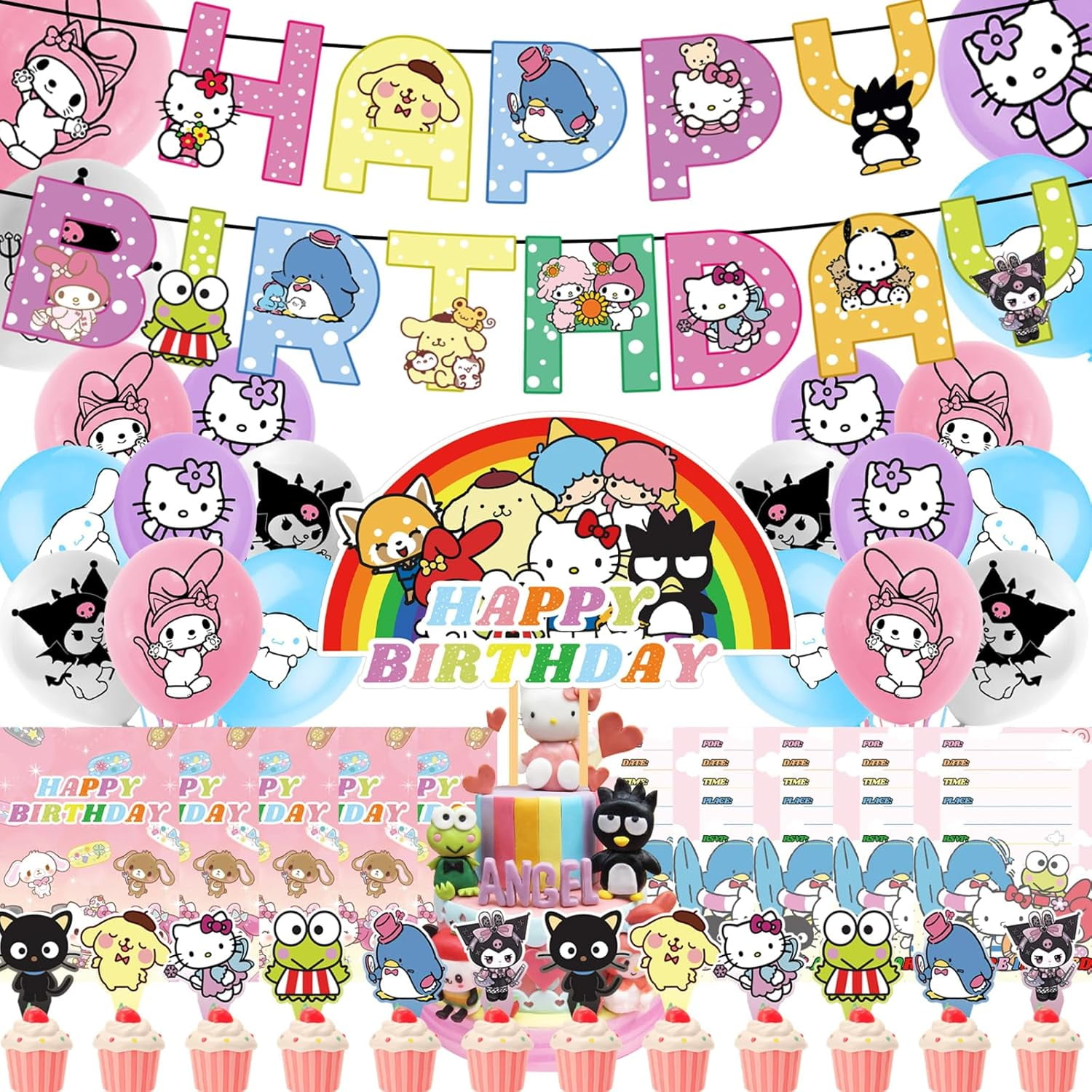 Bootesun Kawaii Hello Kitty and Friends Birthday Decorations, Cute