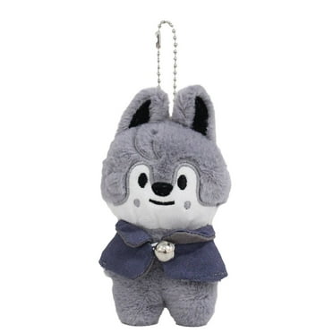 Bootesun Skzoo Plushies Keychains, 5" Stray Kids Skzoo Stuffed Animals Key Ring, Cute K-pop Cartoon Character Plush Dolls with Kawaii Little Clothes, Gifts for SKZ'S Fans, Girls (Grey Wolf)