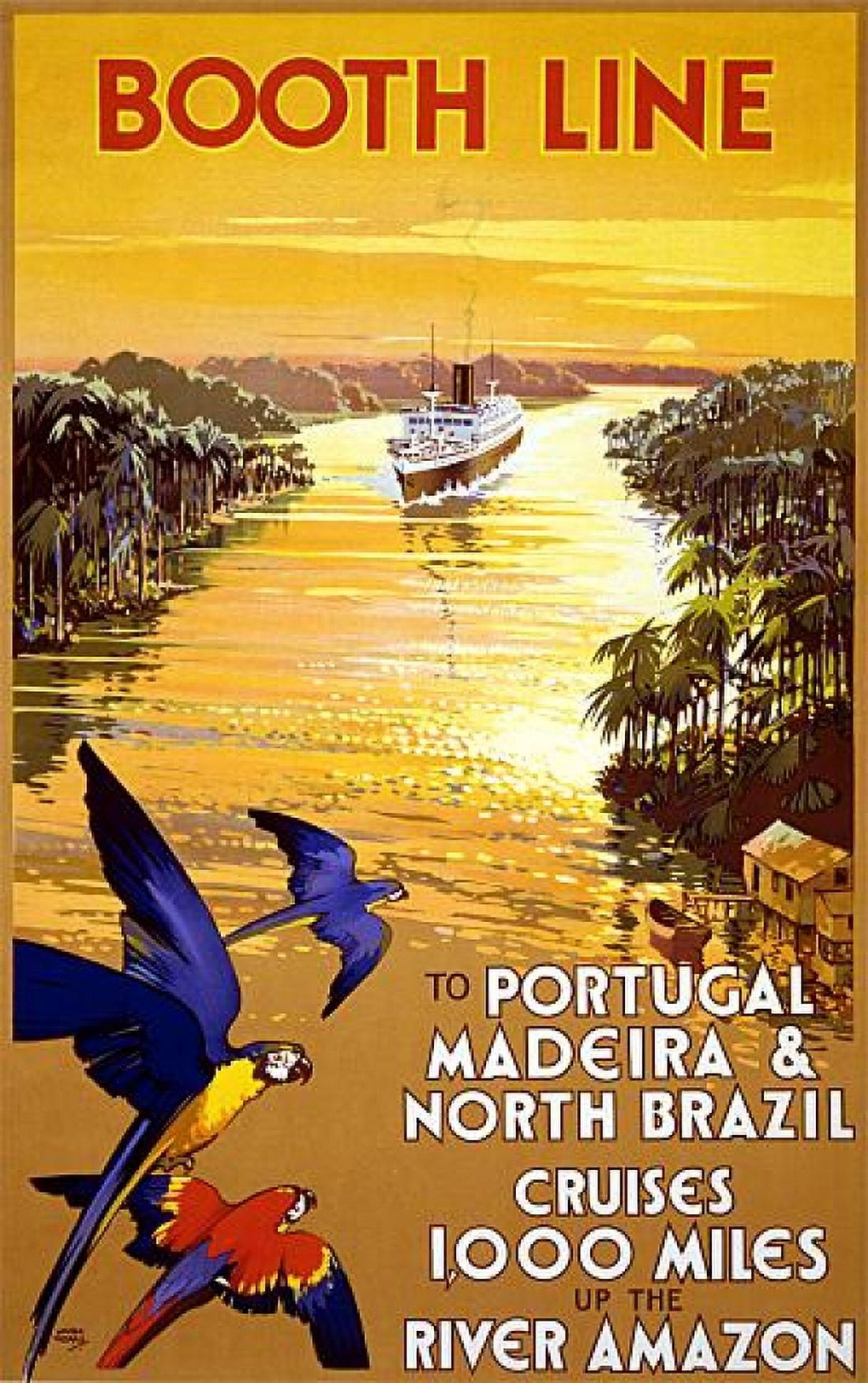 Booth Line Amazon River Cruise Vintage Travel Canvas Art - (36 x 54)