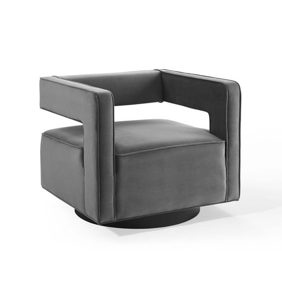Modway Booth Performance Velvet  Performance Velvet Swivel Armchair in Gray