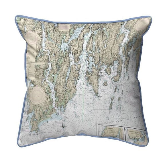 BoothBay, ME Nautical Map Extra Large Zippered Indoor & Outdoor Pillow - 22 x 22 in.
