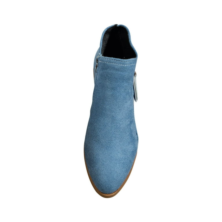 Blue suede booties ankle boots deals