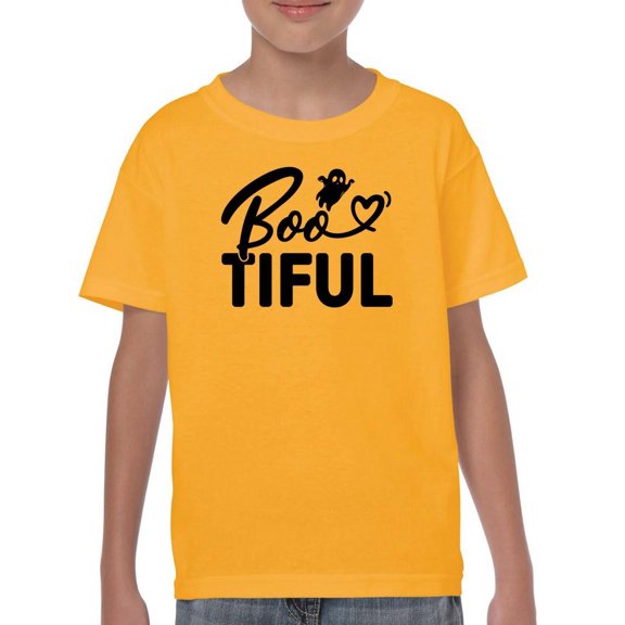 Bootiful. Cute Ghost And Heart T-Shirt Juniors -Image by Shutterstock,  Medium