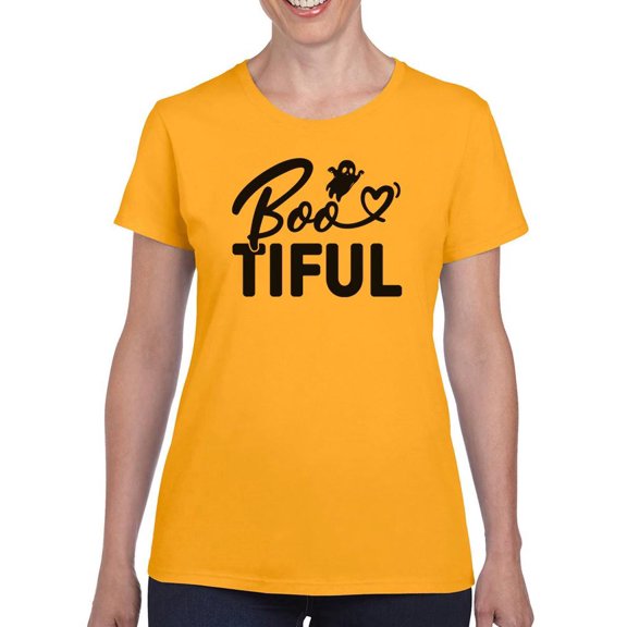 Bootiful. Cute Ghost And Heart T-Shirt Women -Image by Shutterstock, Female 3X-Large