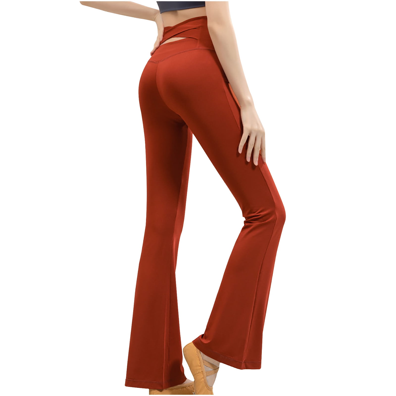 Bootcut Yoga Pants For Women Tummy Control Workout Bootleg High Waist Dress  Pants High Waist 4 Way Stretch Pants Y52-Brown-XL