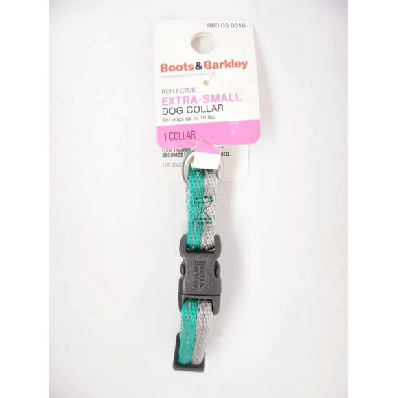Boots & Barkley Reflective Two-Tone Clasp D-Ring Dog Collar - XS - Teal / Gray