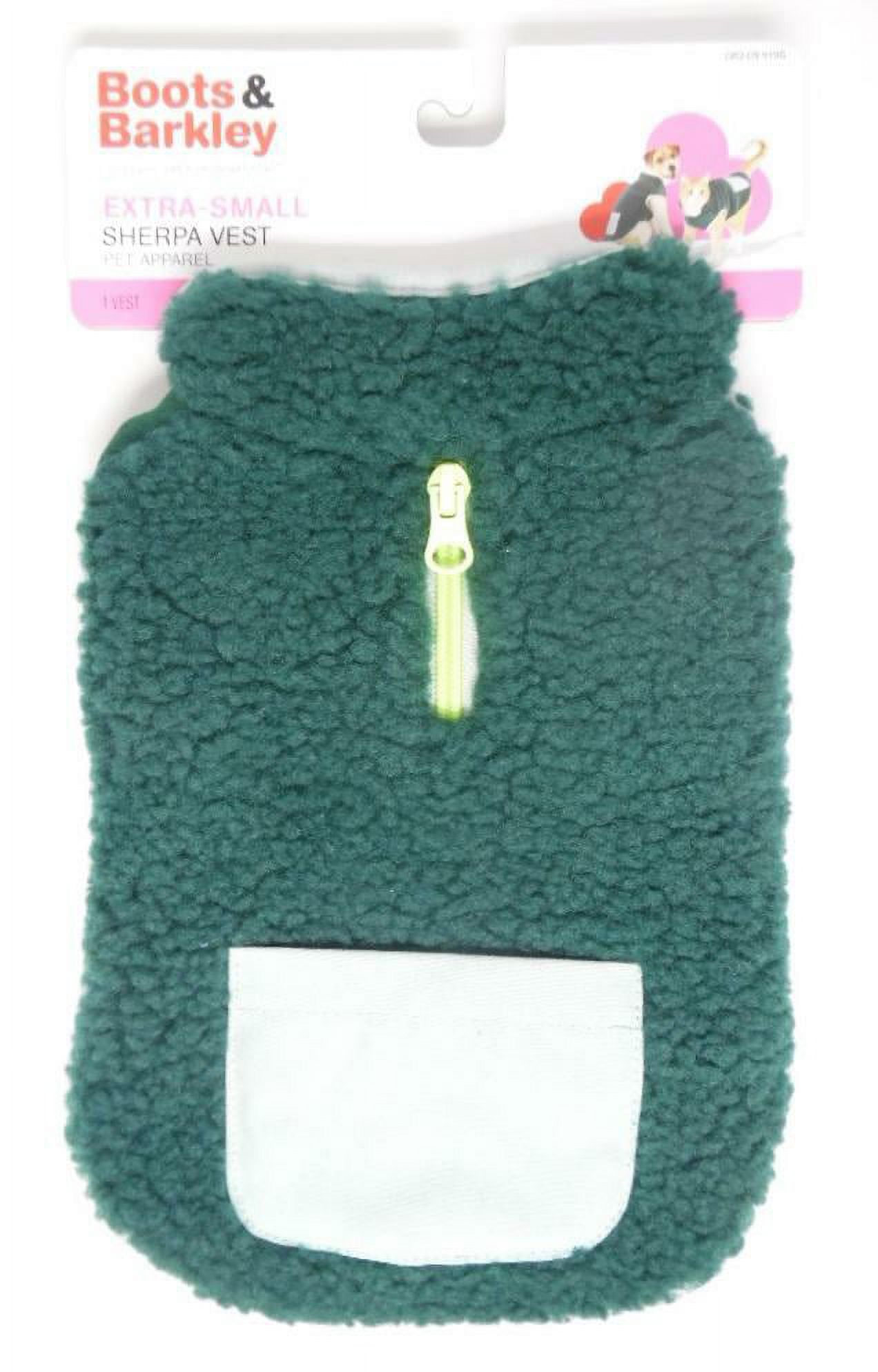 Boots & Barkley Sherpa Dog Cat Vest Green Marker XS Extra Small up
